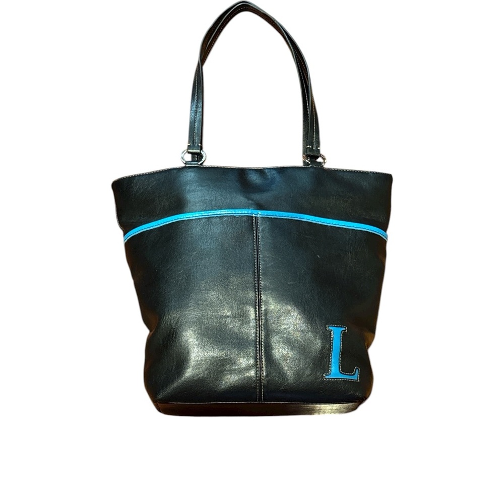 Liz Claiborne Black Tote with Blue Trim!!!! Says L!